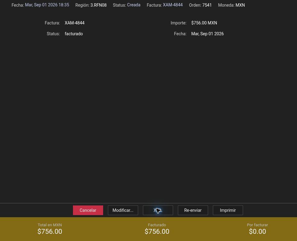 Consulta de una factura existente por $756 MXN.