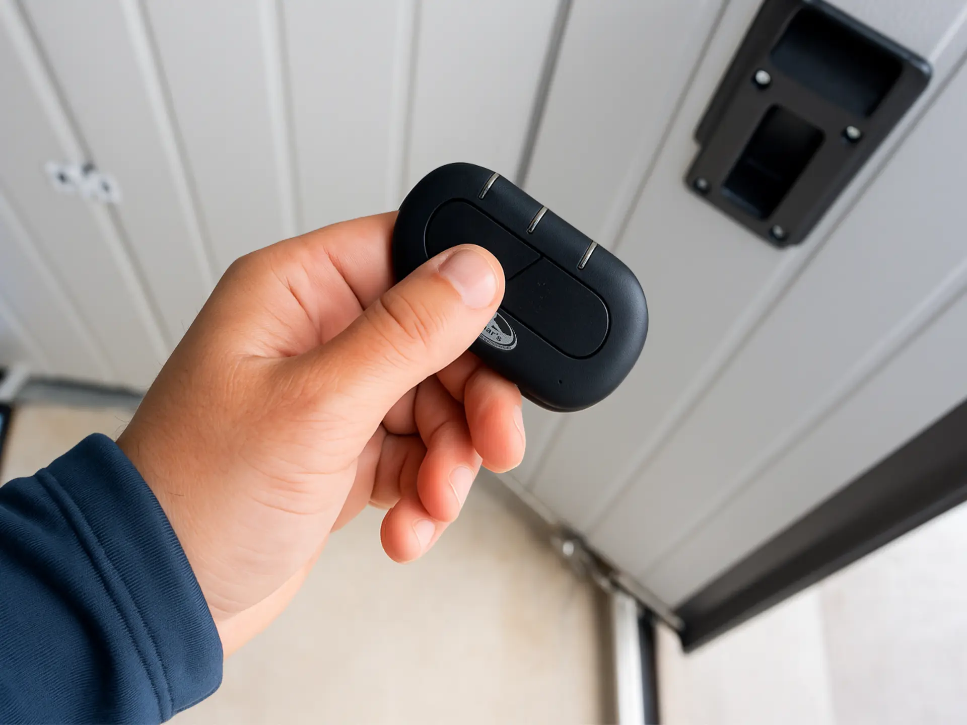 Control remoto frente a una puerta automática